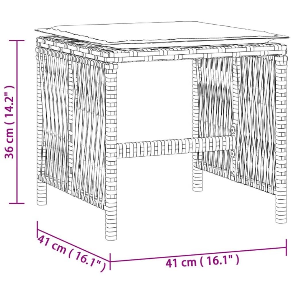 Sgabelli da Giardino con Cuscini 4pz Neri 41x41x36cm Polyrattan