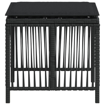 Sgabelli da Giardino con Cuscini 4pz Neri 41x41x36cm Polyrattan - homemem39