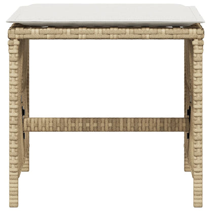 Sgabelli Giardino con Cuscini 4pz Beige 41x41x36cm Polyrattan