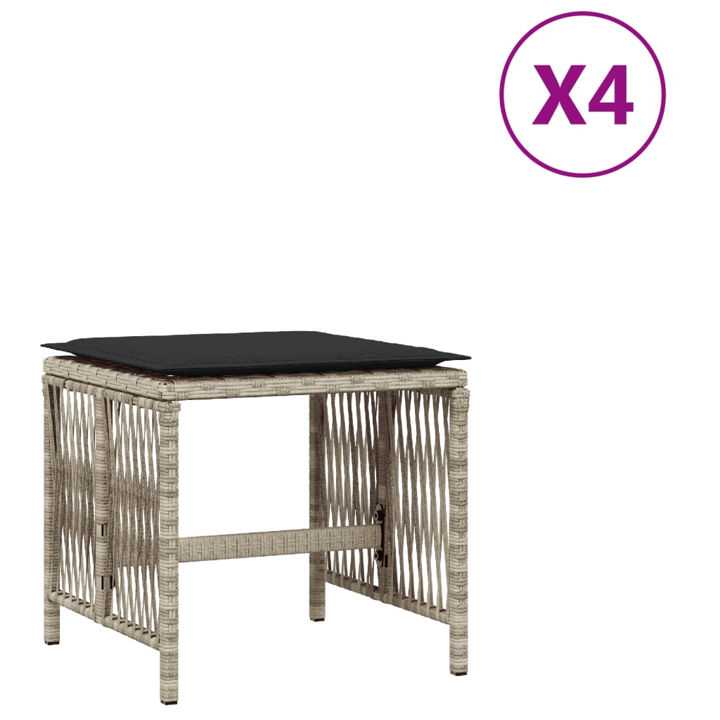 Sgabelli Giardino Cuscini 4pz Grigio Chiaro 41x41x36 Polyrattan - homemem39