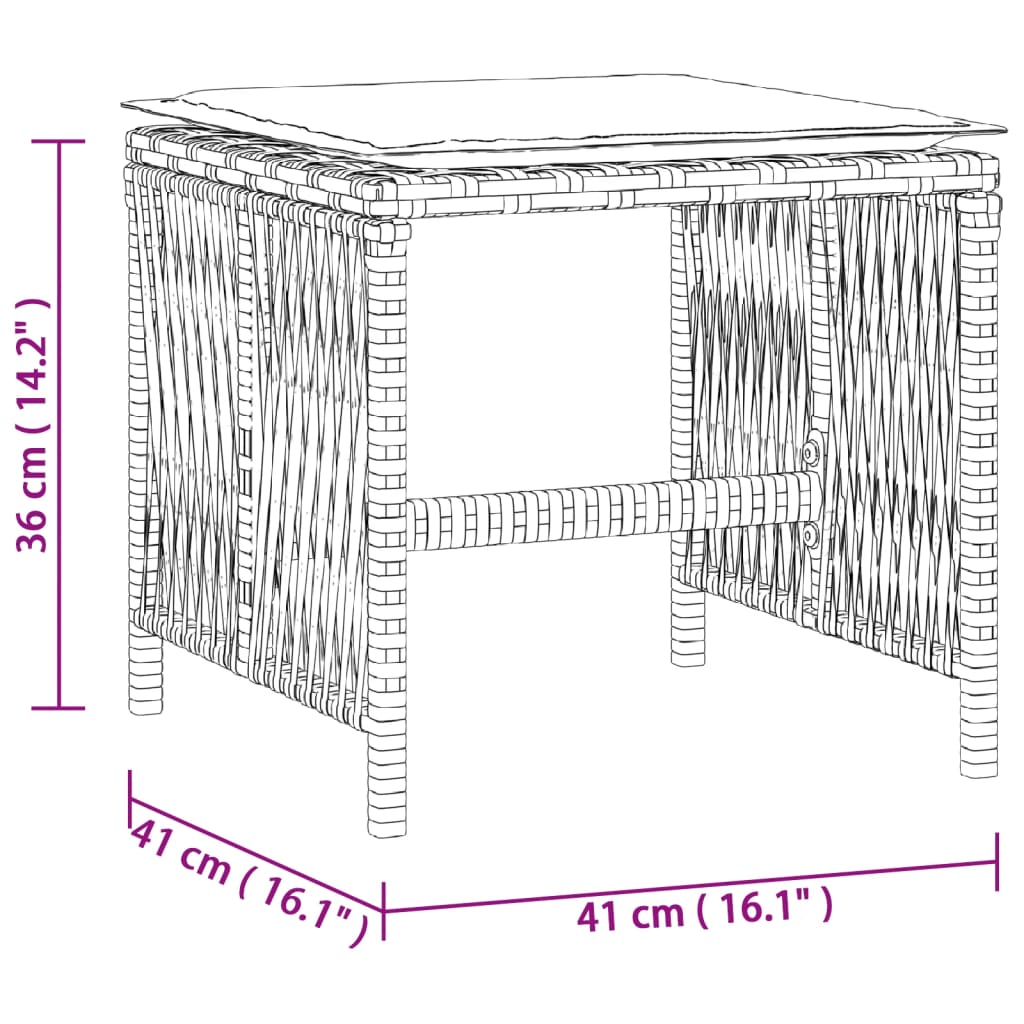 Sgabelli Giardino Cuscini 4pz Grigio Chiaro 41x41x36 Polyrattan