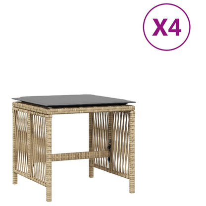 Sgabelli Giardino Cuscini 4pz Beige Misto 41x41x36cm Polyrattan - homemem39