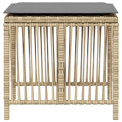 Sgabelli Giardino Cuscini 4pz Beige Misto 41x41x36cm Polyrattan - homemem39