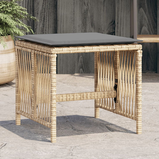 Sgabelli Giardino Cuscini 4pz Beige Misto 41x41x36cm Polyrattan - homemem39