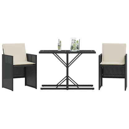 Set da Bistrò 3 pz con Cuscini Nero in Polyrattan | homemem39