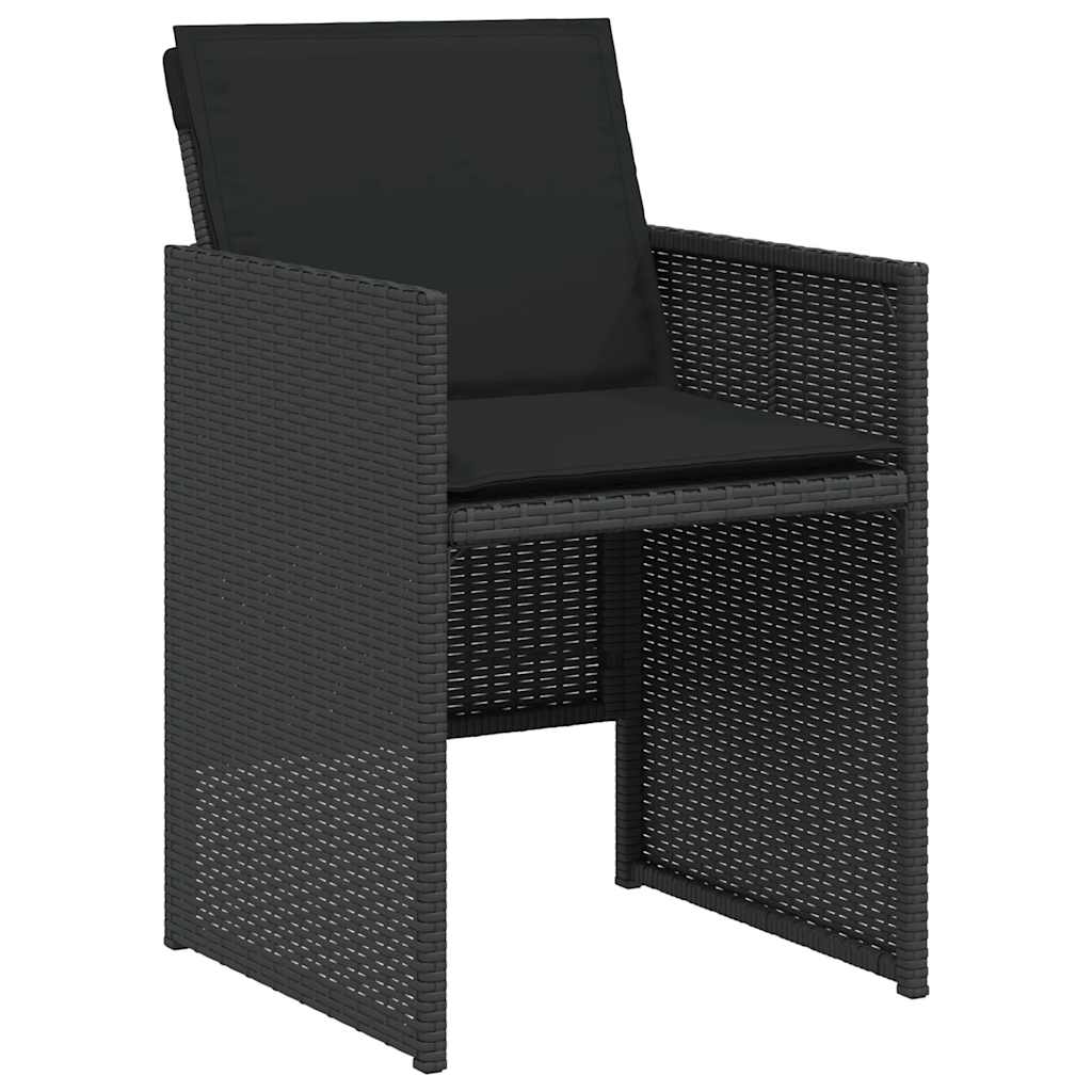 Set da Bistrò 3 pz con Cuscini Nero in Polyrattan