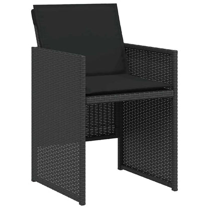 Set da Bistrò 3 pz con Cuscini Nero in Polyrattan