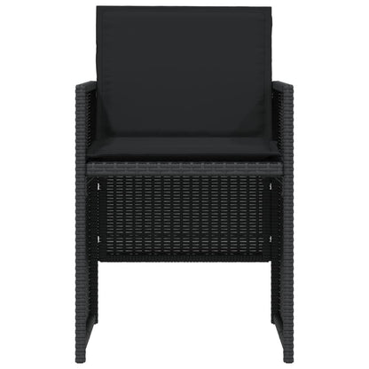 Set da Bistrò 3 pz con Cuscini Nero in Polyrattan