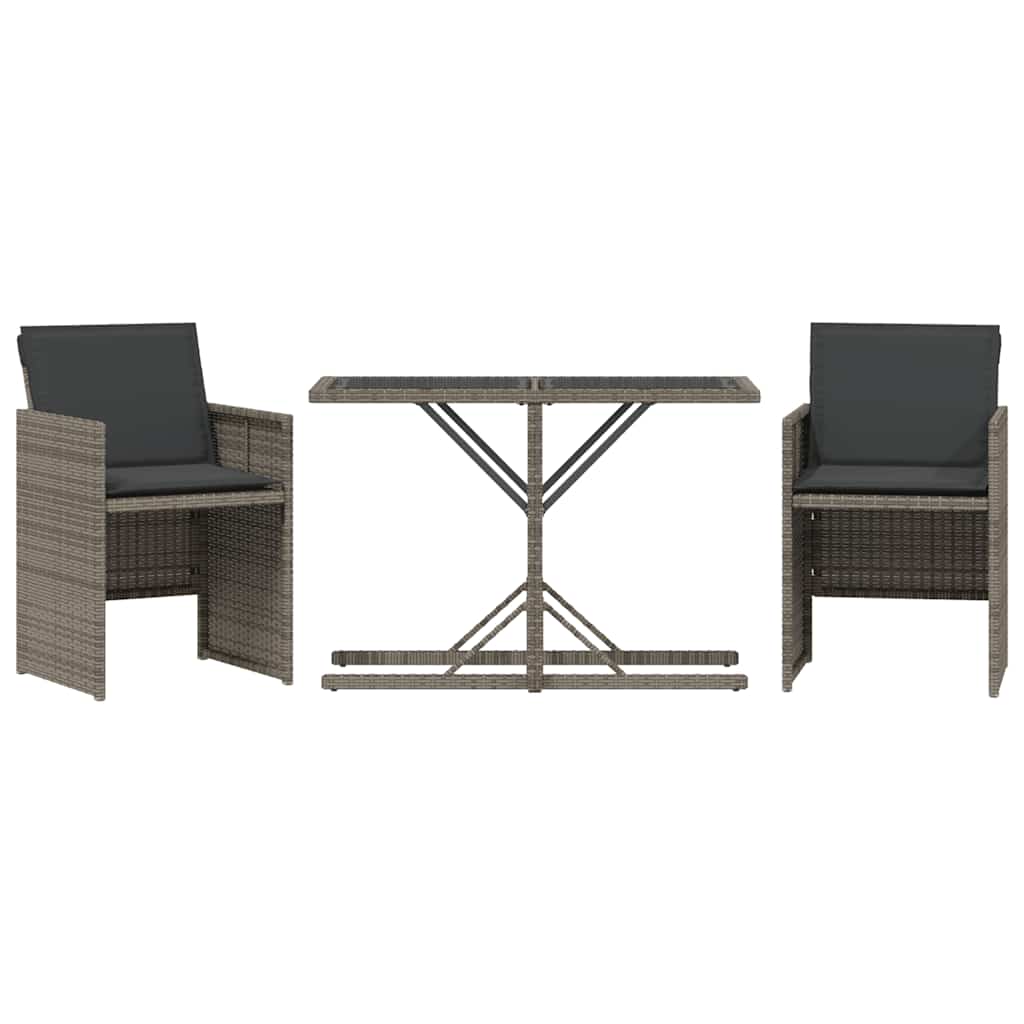 Set da Bistrò 3 pz con Cuscini Grigio in Polyrattan | homemem39