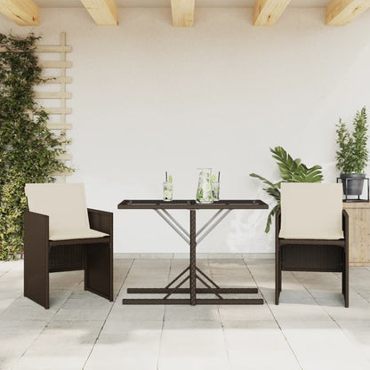 Set Bistrò 3 pz con Cuscini Marrone in Polyrattan | homemem39