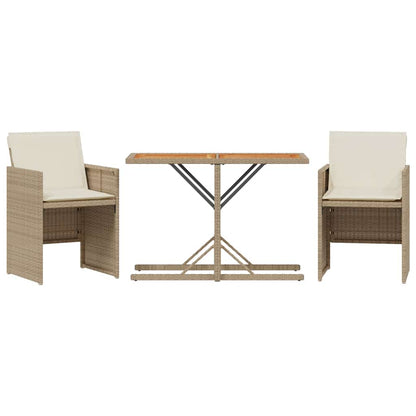 Set da Bistrò 3 pz con Cuscini Beige in Polyrattan | homemem39