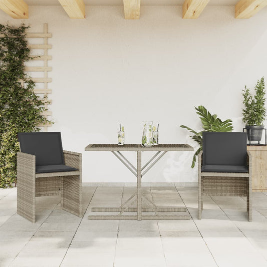 Set da Bistrò 3 pz con Cuscini Grigio Chiaro in Polyrattan - homemem39
