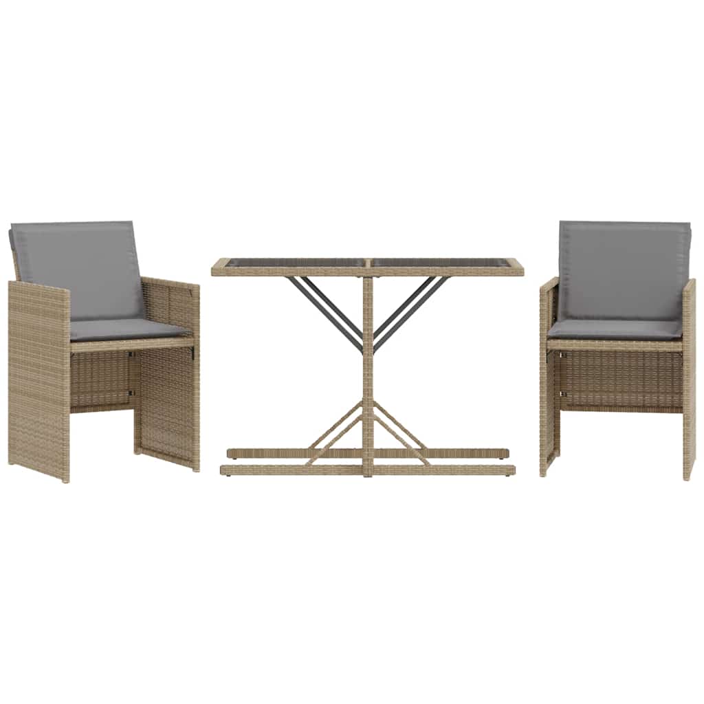 Set da Bistrò 3 pz con Cuscini Beige Misto in Polyrattan | homemem39