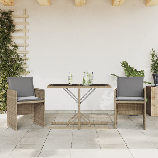 Set da Bistrò 3 pz con Cuscini Beige Misto in Polyrattan - homemem39