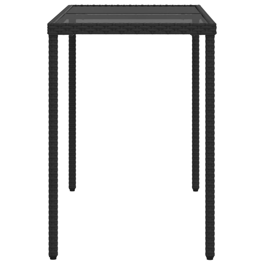 Tavolo da Giardino Piano in Vetro Nero 115x54x74 cm Polyrattan - homemem39