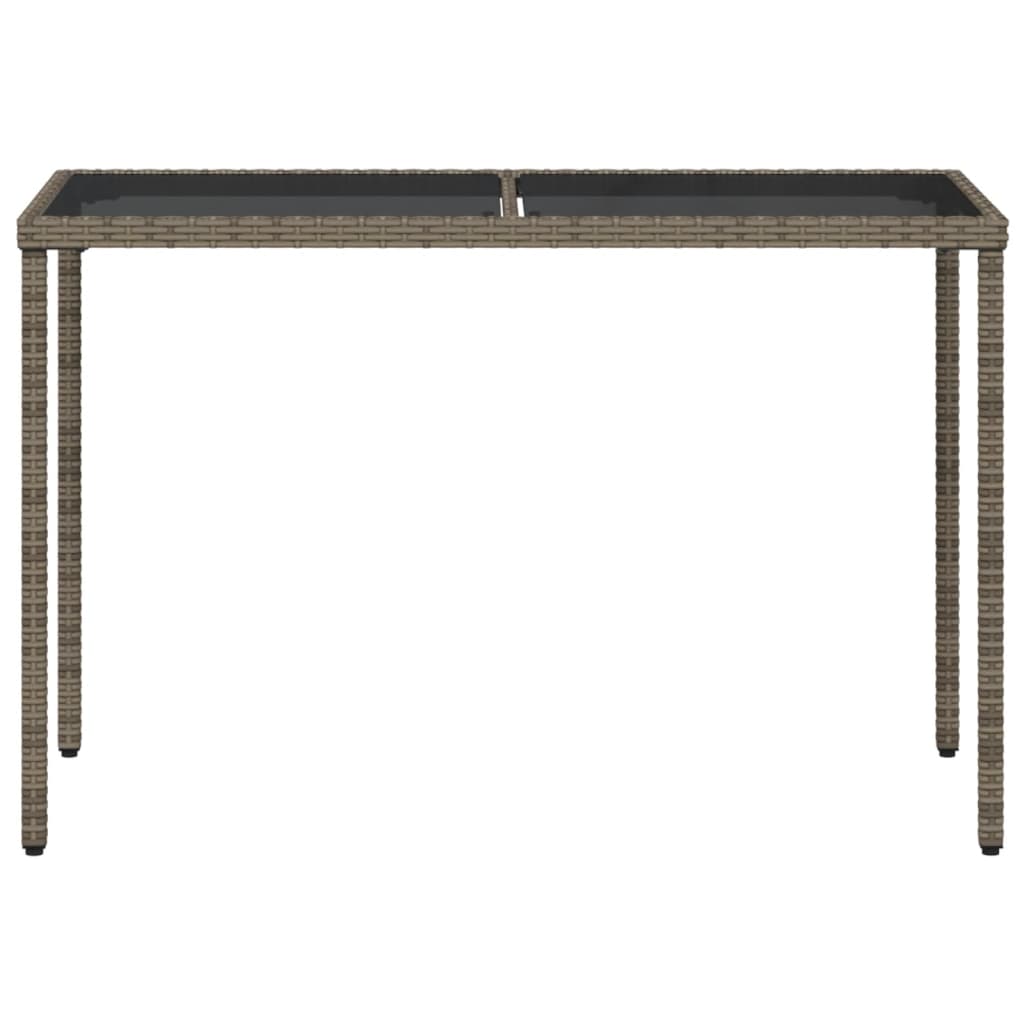 Tavolo da Giardino Piano in Vetro Grigio 115x54x74cm Polyrattan - homemem39