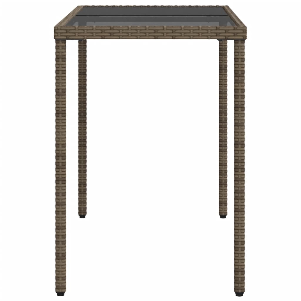 Tavolo da Giardino Piano in Vetro Grigio 115x54x74cm Polyrattan - homemem39