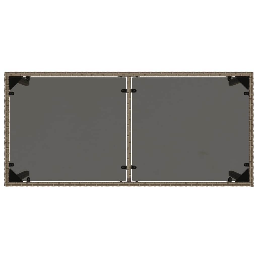 Tavolo da Giardino Piano in Vetro Grigio 115x54x74cm Polyrattan - homemem39