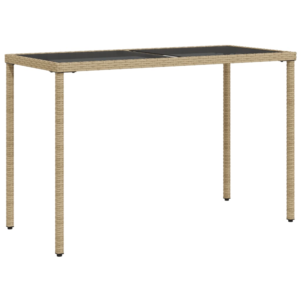 Tavolo da Giardino con Piano Vetro Beige 115x54x74cm Polyrattan - homemem39