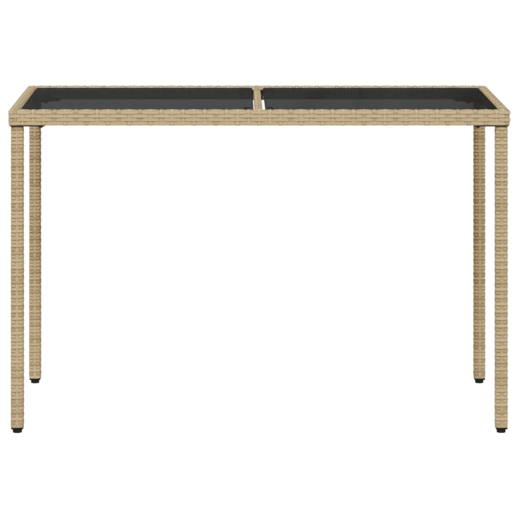 Tavolo da Giardino con Piano Vetro Beige 115x54x74cm Polyrattan - homemem39