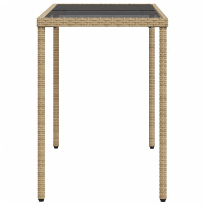 Tavolo da Giardino con Piano Vetro Beige 115x54x74cm Polyrattan - homemem39