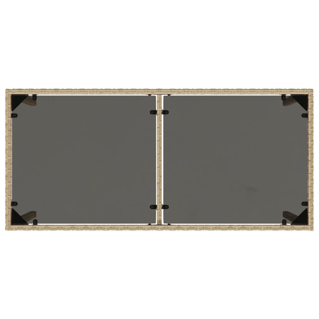 Tavolo da Giardino con Piano Vetro Beige 115x54x74cm Polyrattan - homemem39