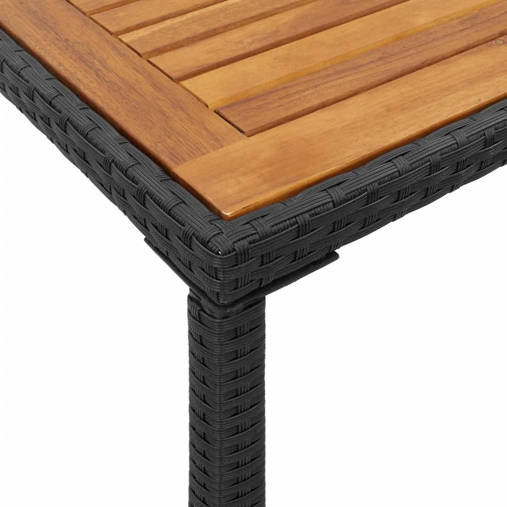 Tavolo Giardino Piano Legno Acacia Nero 115x54x74cm Polyrattan - homemem39