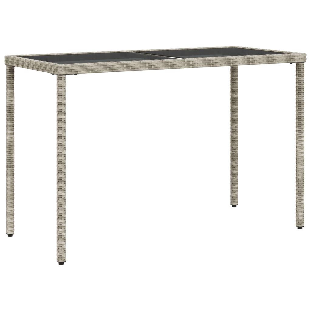 Tavolo Giardino Piano Vetro Grigio Chiaro 115x54x74 Polyrattan - homemem39