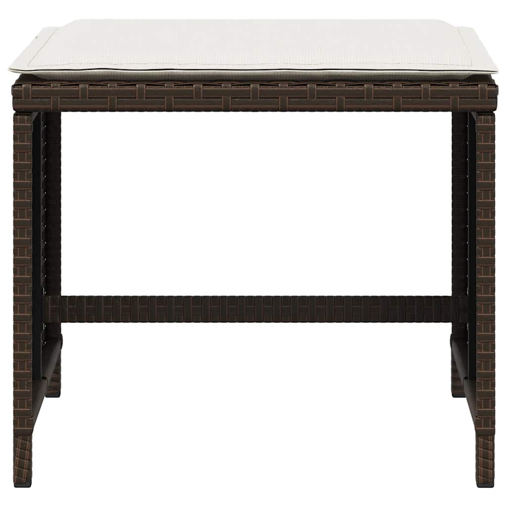 Set da Pranzo da Giardino 5pz con Cuscini in Polyrattan Marrone