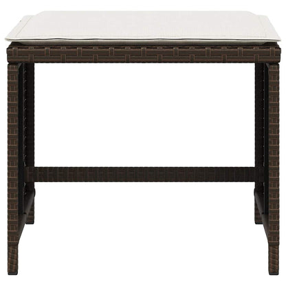 Set da Pranzo da Giardino 5pz con Cuscini in Polyrattan Marrone
