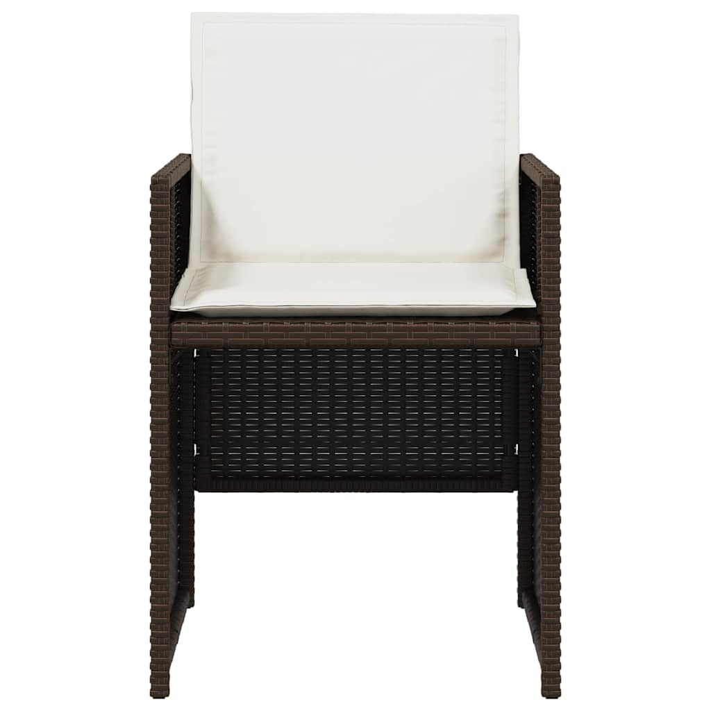 Set da Pranzo da Giardino 5pz con Cuscini in Polyrattan Marrone | homemem39