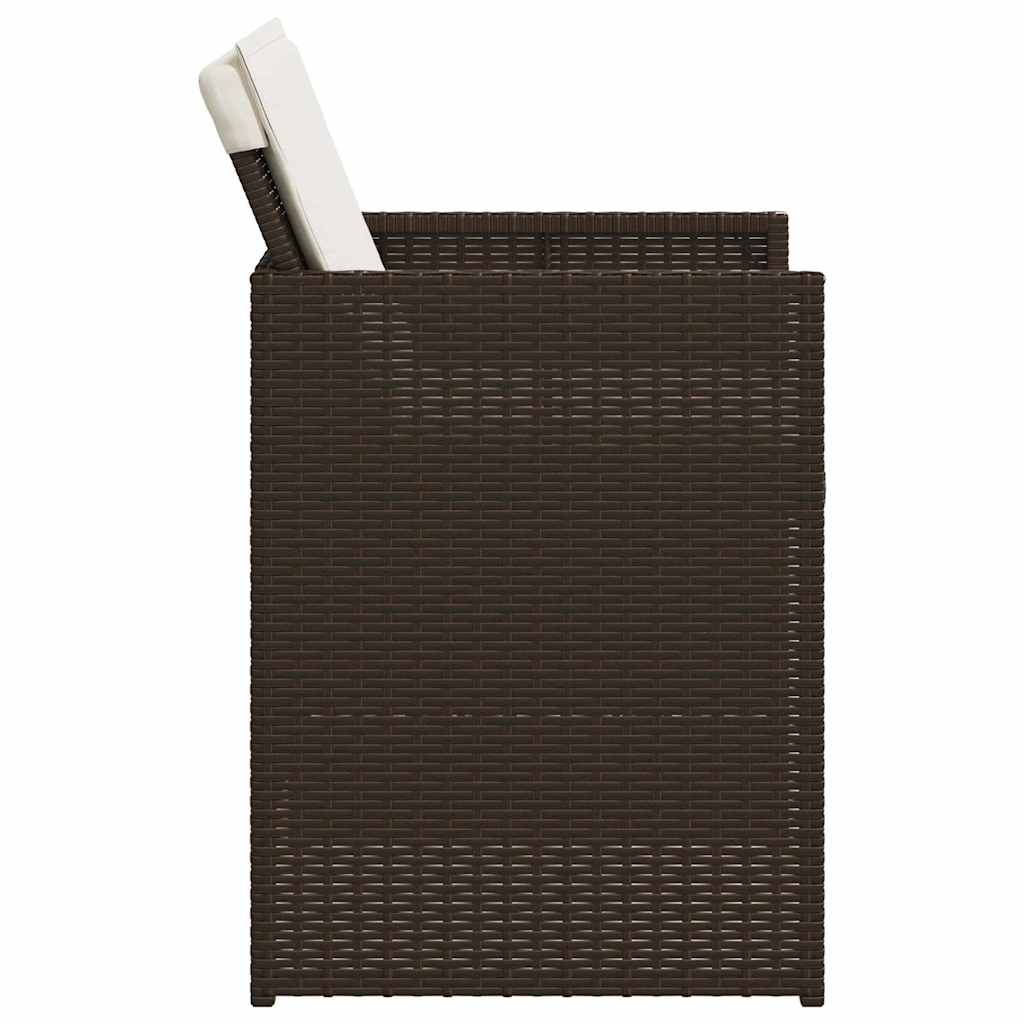 Set da Pranzo da Giardino 5pz con Cuscini in Polyrattan Marrone | homemem39