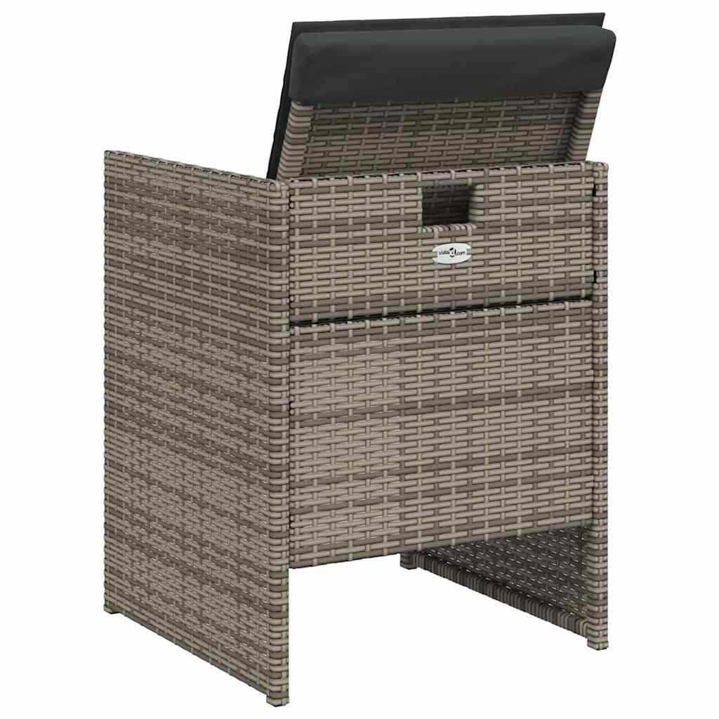 Set da Pranzo da Giardino 5 pz con Cuscini in Polyrattan Grigio