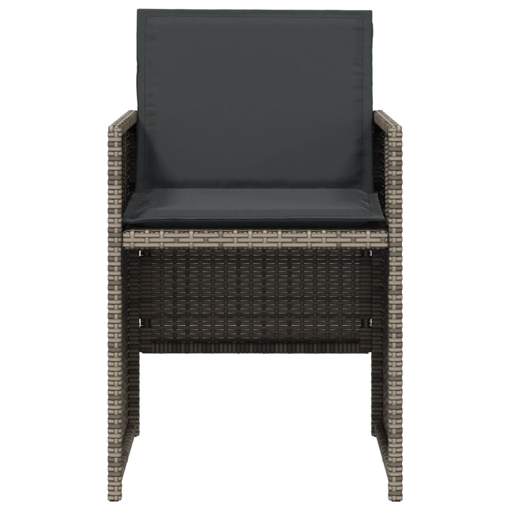 Set da Pranzo da Giardino 5 pz con Cuscini in Polyrattan Grigio