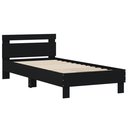 Giroletto con Testiera Nero 90x200 cm in Legno Multistrato | homemem39