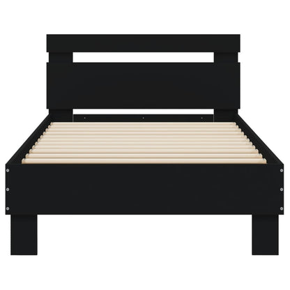 Giroletto con Testiera Nero 90x200 cm in Legno Multistrato | homemem39