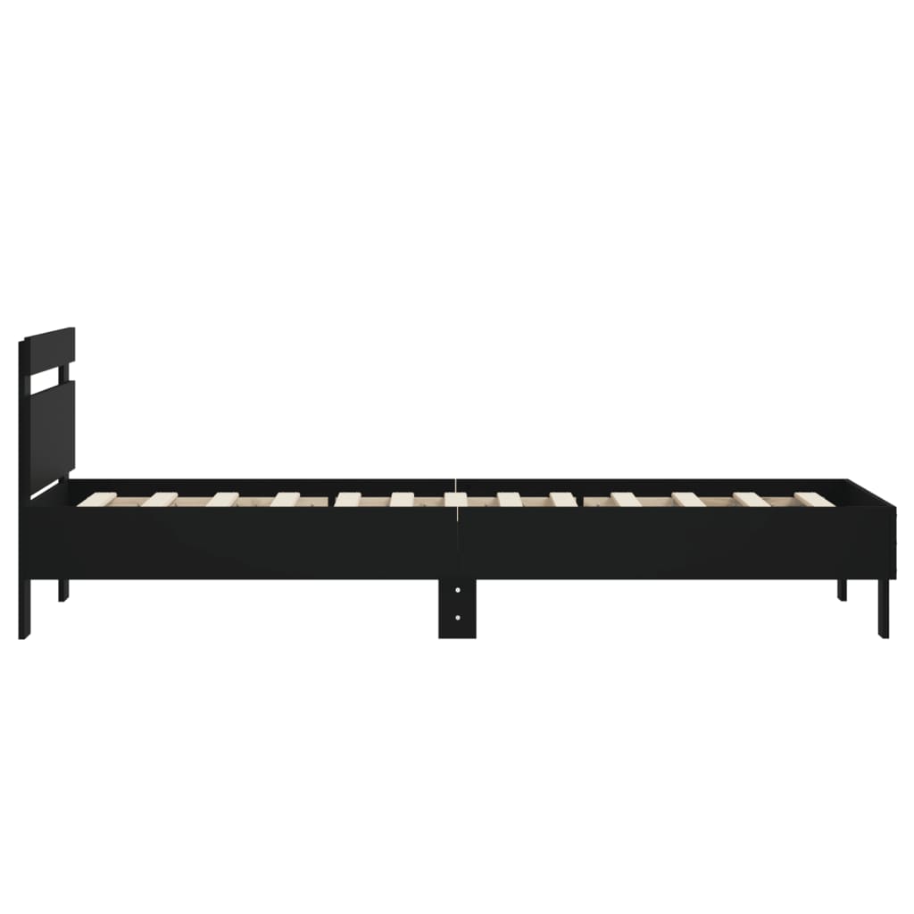 Giroletto con Testiera Nero 90x200 cm in Legno Multistrato | homemem39