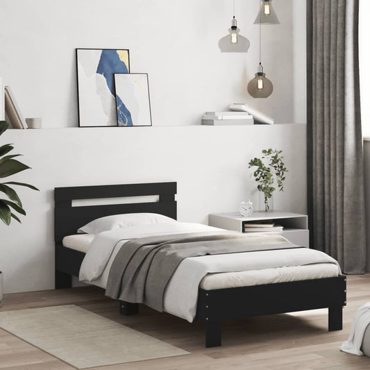 Giroletto con Testiera Nero 90x200 cm in Legno Multistrato | homemem39
