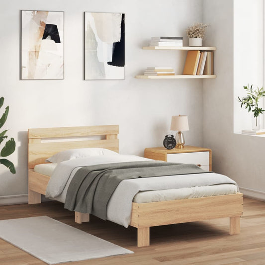 Giroletto senza Materasso con Testiera Rovere Sonoma 90x200 cm | homemem39