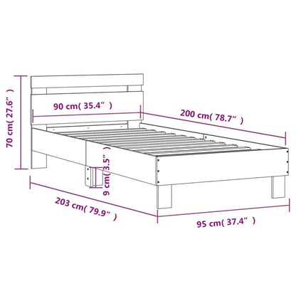 Giroletto Testiera Grigio Cemento 90x200 cm Legno Multistrato | homemem39