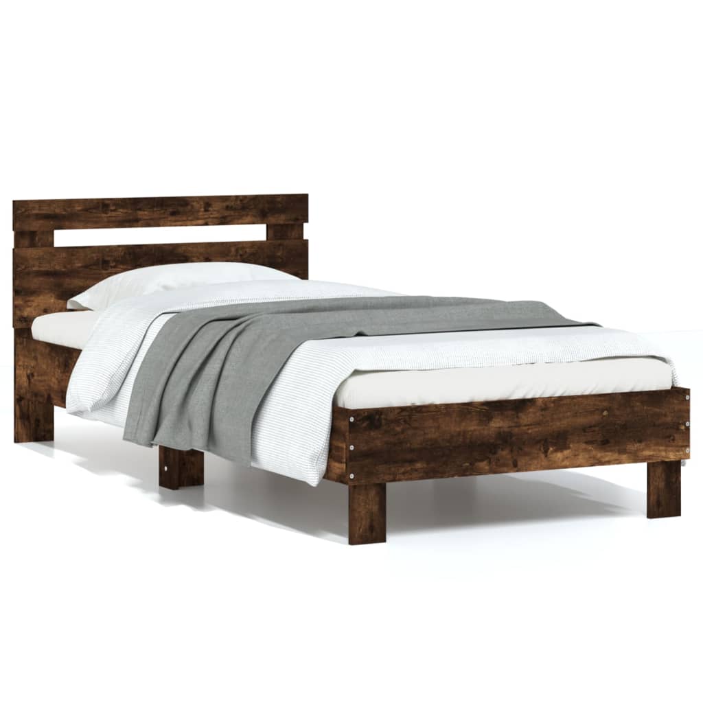 Giroletto con Testiera Rovere Fumo 90x200 cm Legno Multistrato | homemem39