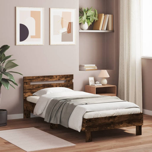 Giroletto con Testiera Rovere Fumo 90x200 cm Legno Multistrato | homemem39