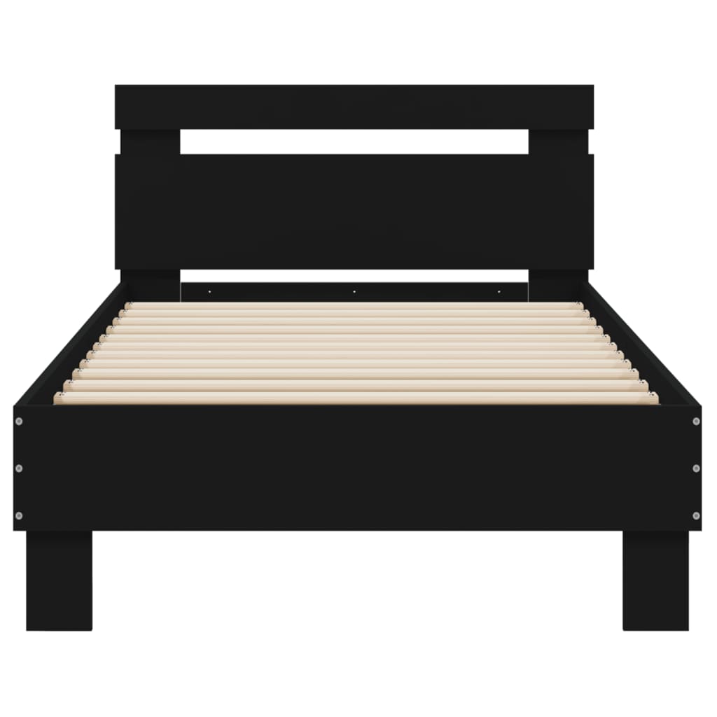 Giroletto con Testiera Nero 75x190 cm in Legno Multistrato - homemem39