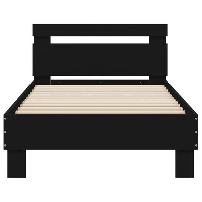 Giroletto con Testiera Nero 75x190 cm in Legno Multistrato - homemem39