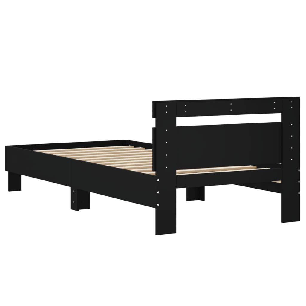 Giroletto con Testiera Nero 75x190 cm in Legno Multistrato - homemem39