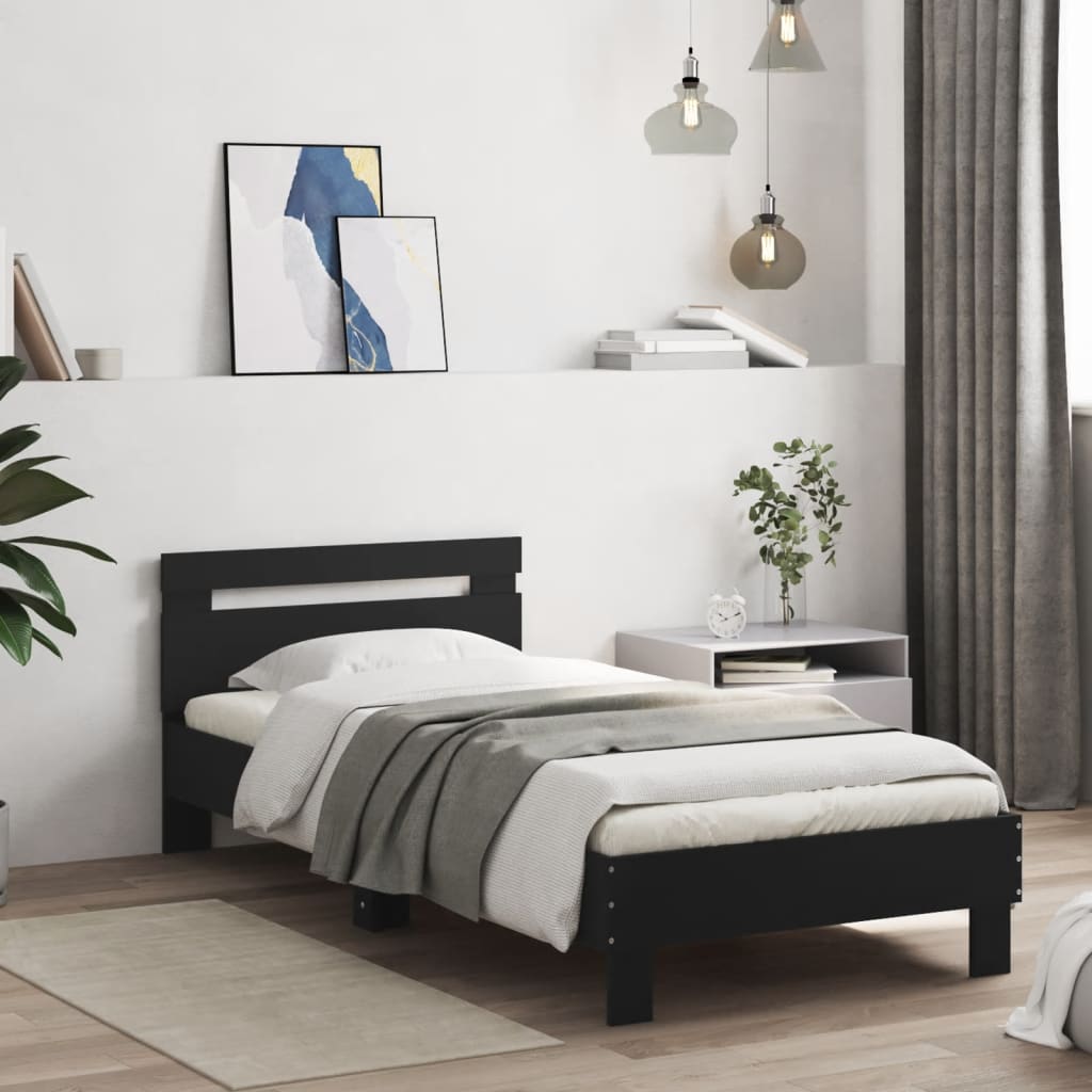 Giroletto con Testiera Nero 75x190 cm in Legno Multistrato - homemem39
