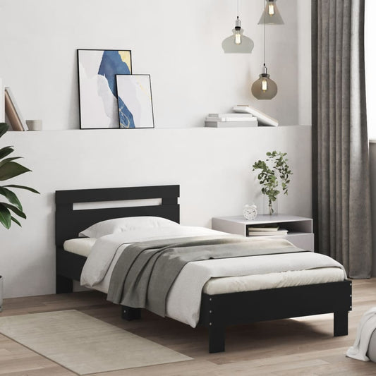Giroletto con Testiera Nero 75x190 cm in Legno Multistrato - homemem39