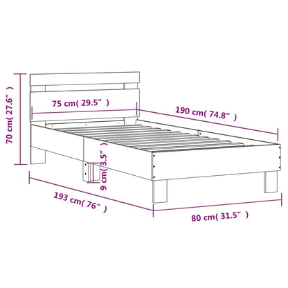 Giroletto Testiera Grigio Cemento 75x190 cm Legno Multistrato | homemem39