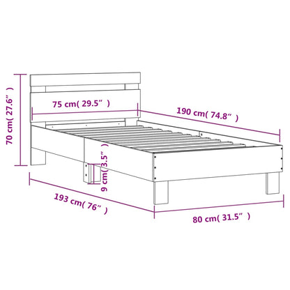 Giroletto con Testiera Rovere Fumo 75x190 cm Legno Multistrato | homemem39