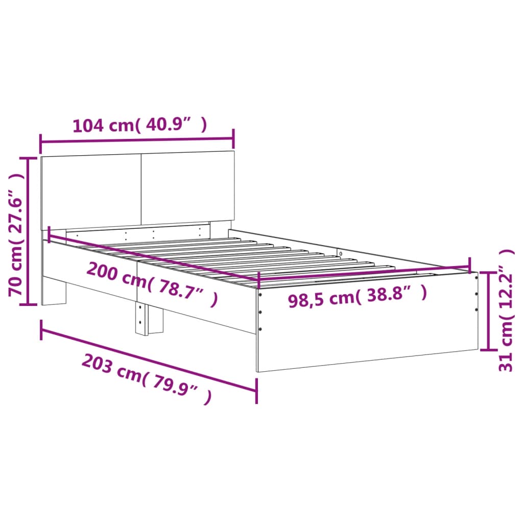 Giroletto con Testiera Bianco 100x200 cm in Legno Multistrato | homemem39